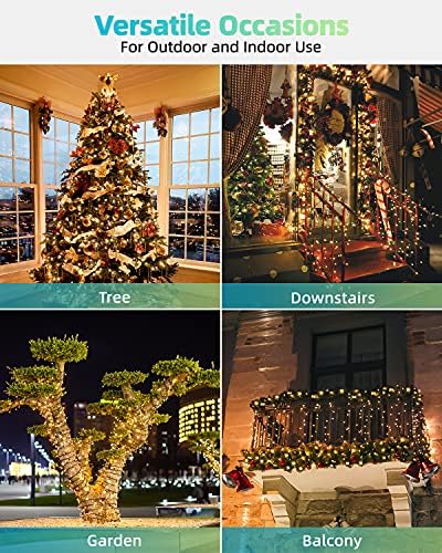 LIGHTNUM Fairy Lights Mains Powered, 12m/39.37ft 120 LED Warm White String Lights, Waterproof, 8 Modes and Memory Function for Garden Outdoor Indoor Decoration, Green Cable