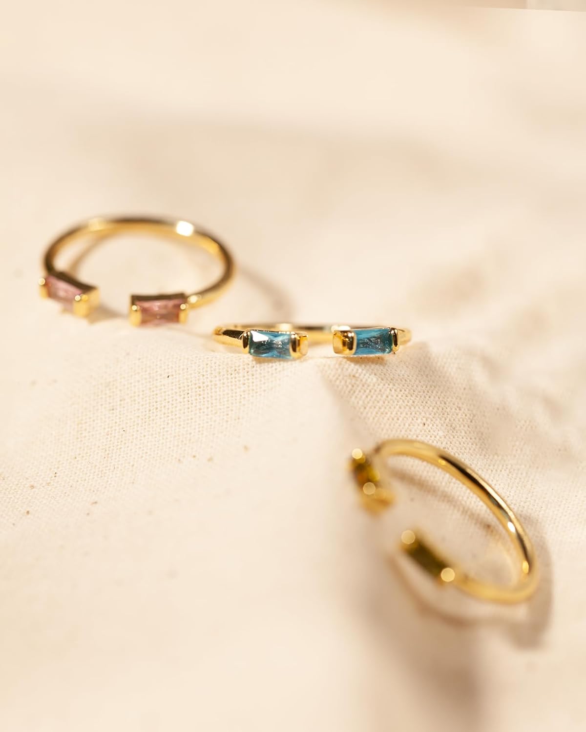 TLY Gold Birthstone Rings for Women Non Tarnish 14K Gold Plated Stackable Rings Dainty CZ Adjustable Gemstone Emerald Green Stacking Open Thumb Ring Wedding Promise Rings Birthday Jewelry Gifts - Image 7