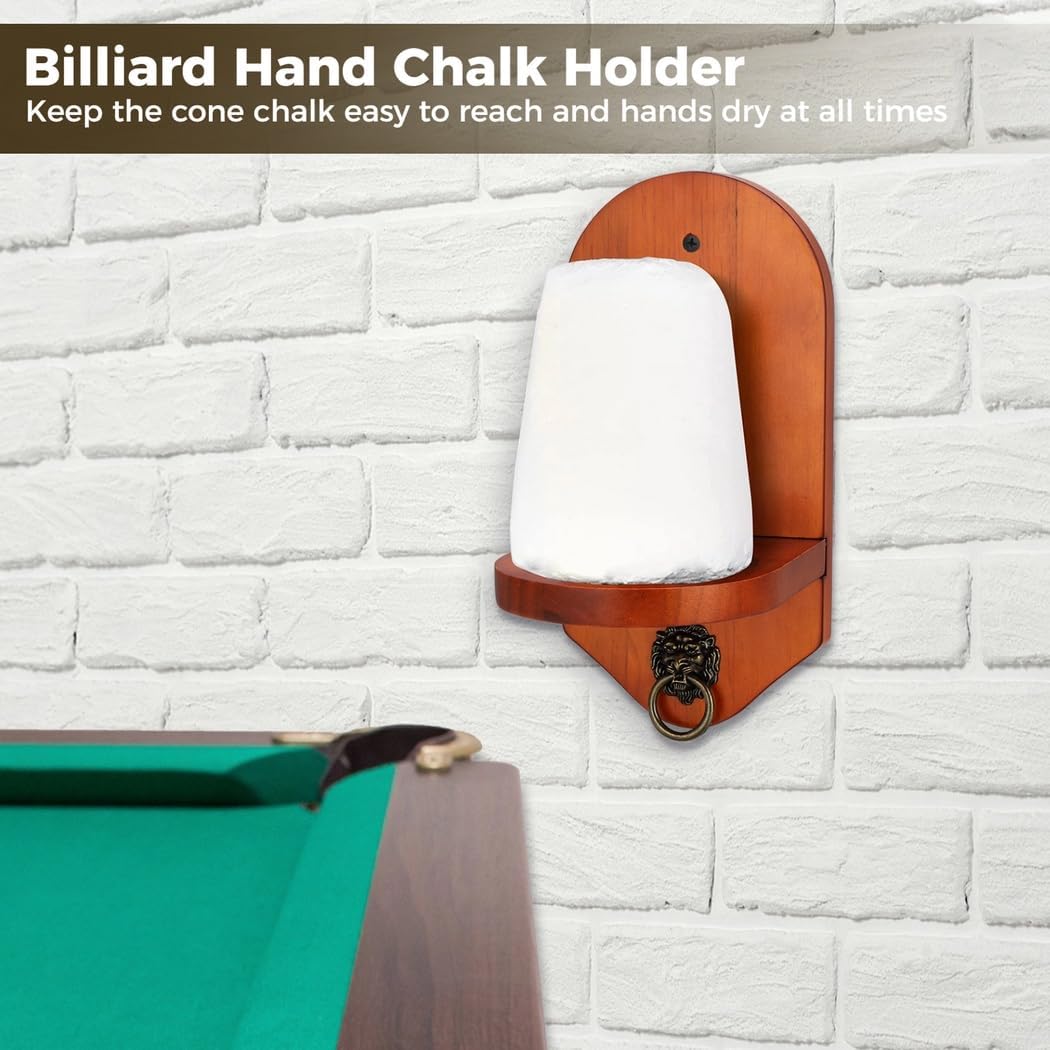 Pool Table Accessory with Screw Hardware, Modern Designed Pool Cone Chalk Holder, Billiard Hand Chalk Holder, Elegant Lion-Shaped Ring Wooden Wall Mounted Cone Chalk Holder