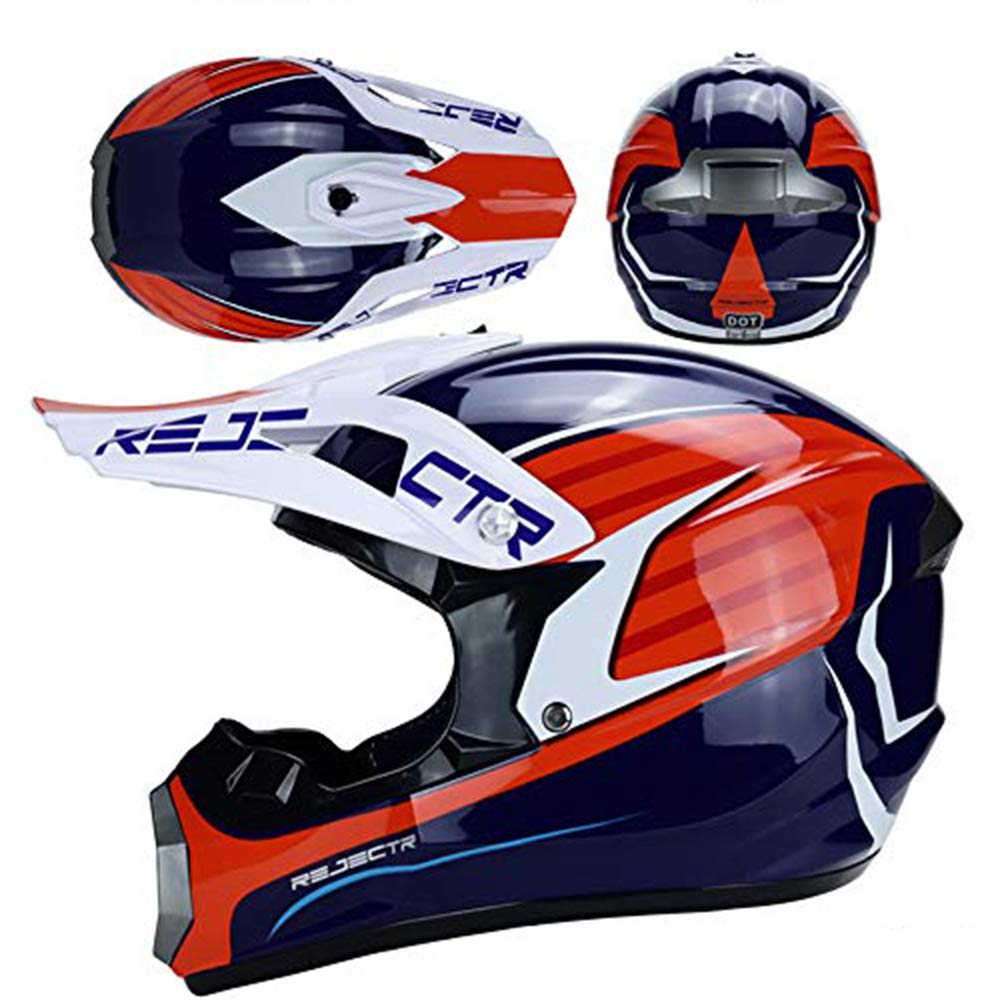 SHANRENMotocross Crash Helmet with Goggles Mask Gloves, Full Face Motorcycle Off Road Downhill Dirt Bike MX ATV Quad Adult Motorbike Cross Helmet, Teenage men, Women and Children,XL