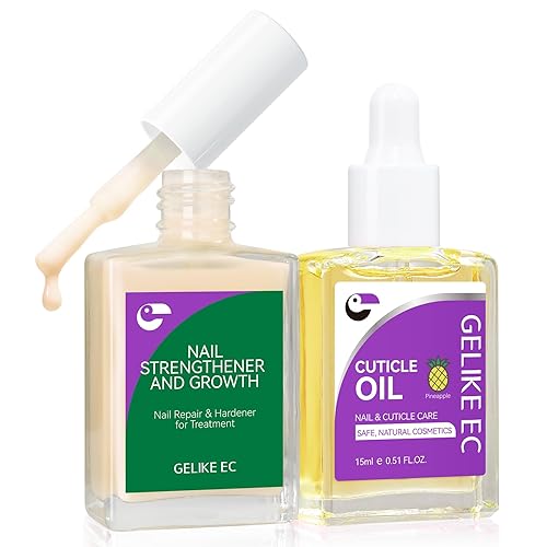 Gelike EC Kit de rescate de uñas 2 en 1: relleno de albaricoque Nail Ridge y aceite de cutícula de piña (0.5 onzas líquidas), cuidado de uñas