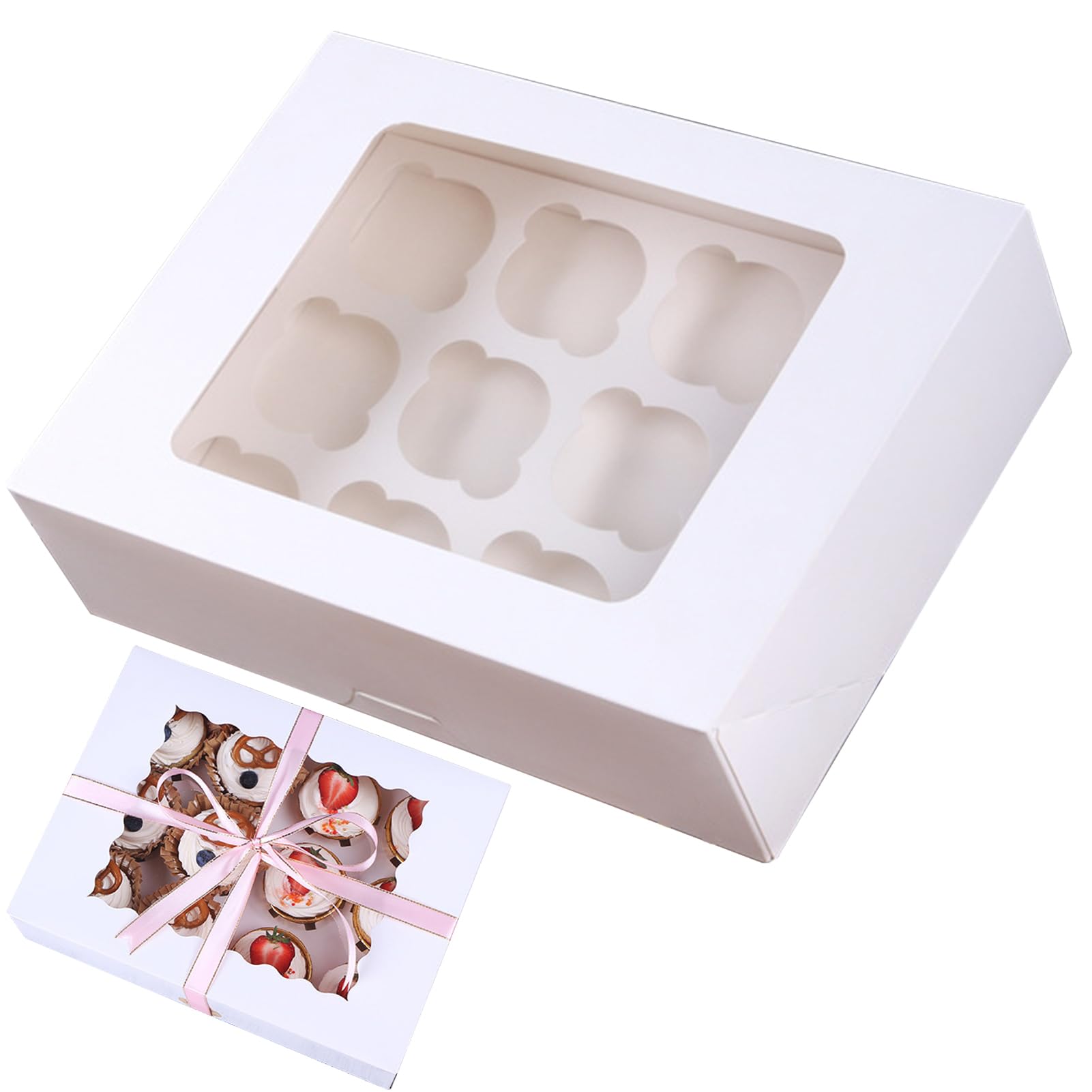 Lot de 10 boîtes à gâteaux en papier avec fenêtre transparente pour