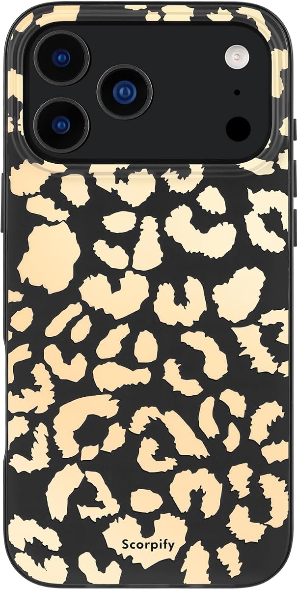 SCORPIFY for iPhone 17 Pro Max Case [Compatible with MagSafe] with Matte Skin Tone Leopard Print Design, Cute Black Cheetah Magnetic Phone Cover for Women Girls, Slim Shockproof Bumper