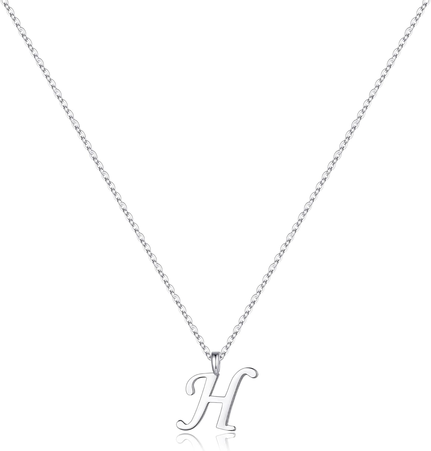 Yoosteel Valentines Gifts for Kids Her- S925 Sterling Silver Initial Necklaces for Women Teen Girls Sterling Silver Cursive Initial Necklace Jewelry Birthday Gifts for Girls