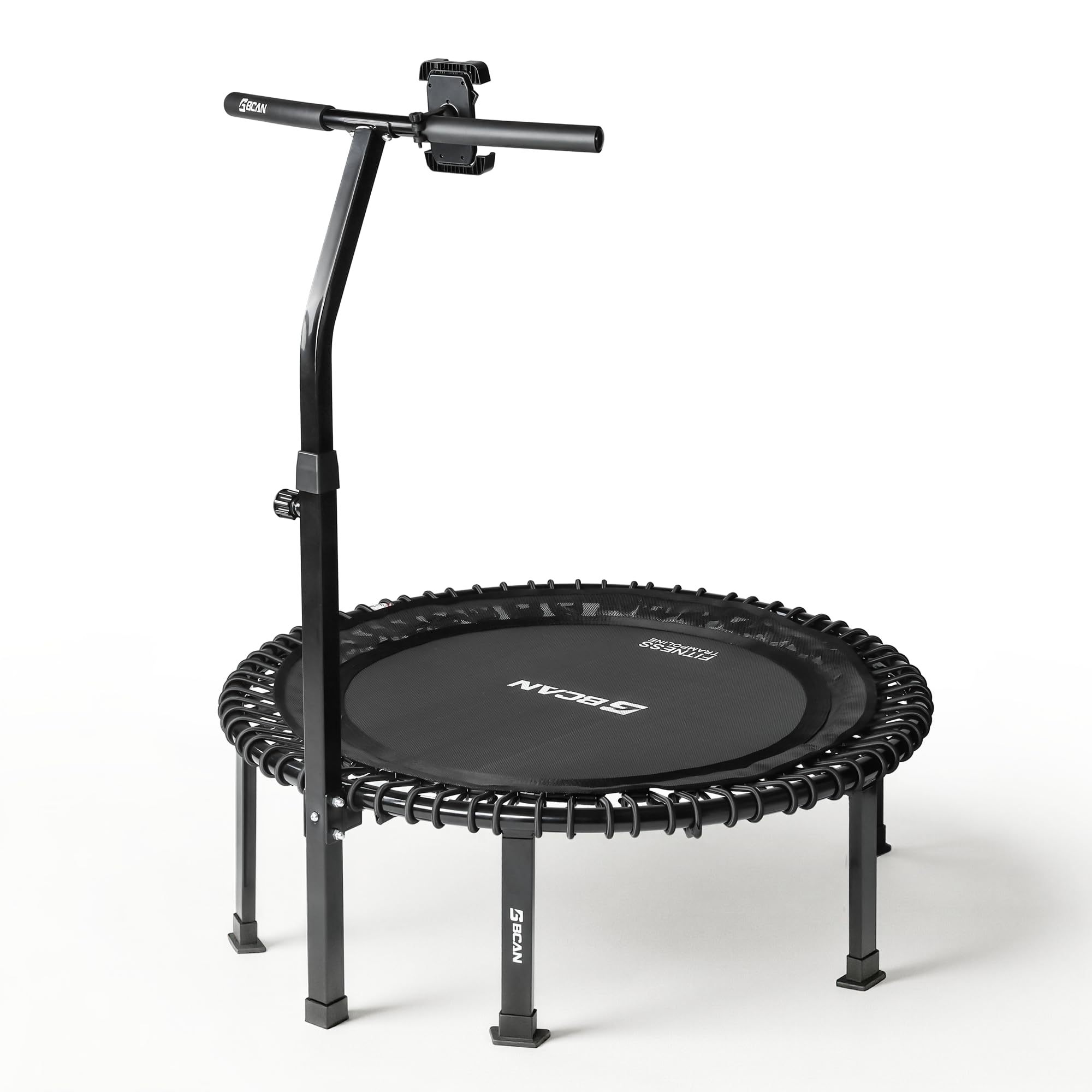 B BCAN BT4 Soft Land Pro - Trampolino elastico elastico da 96/102/122 cm, capacità 227 kg, elastico a tensione regolabile, telaio monopezzo, supporto per telefono e 2 paia di calzini