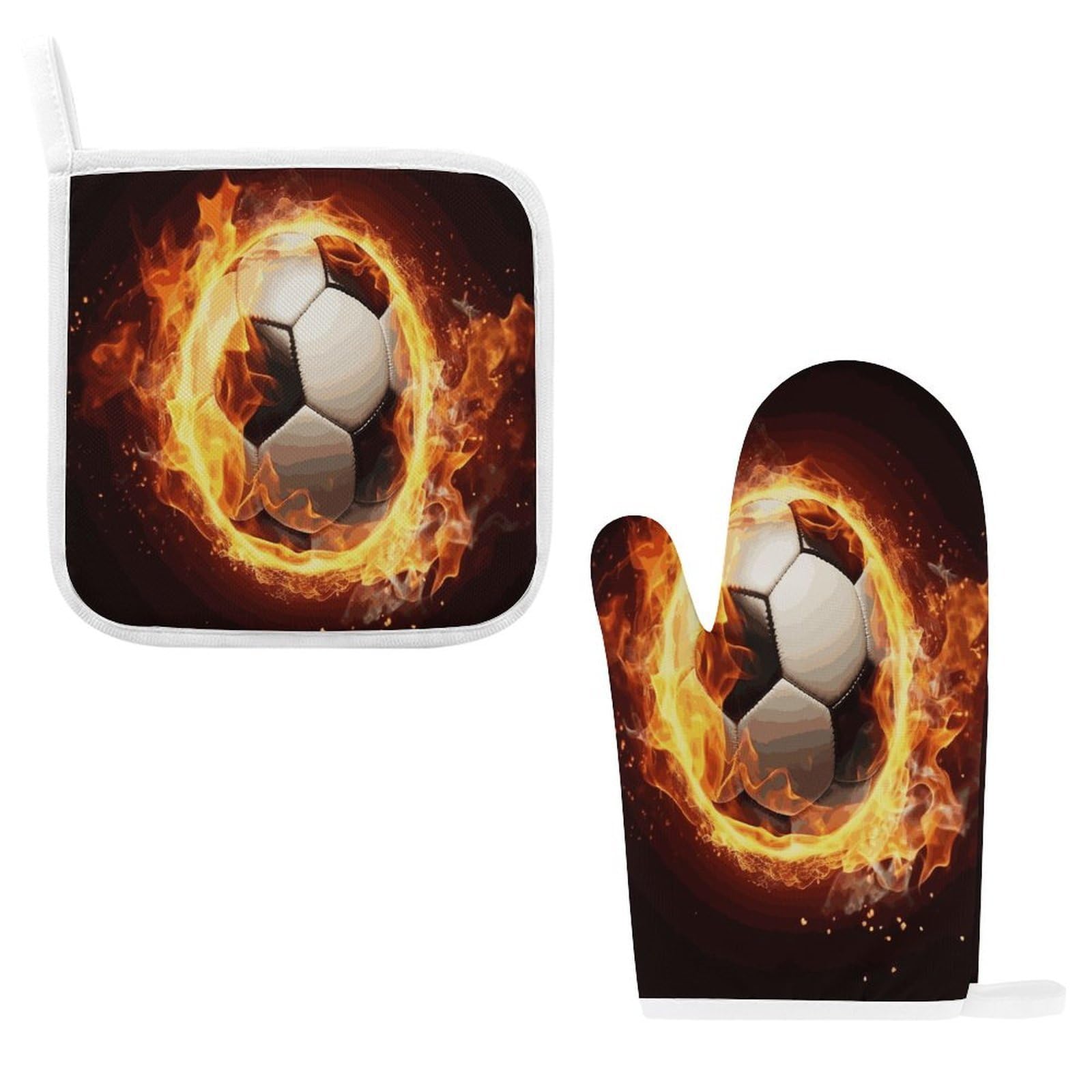 Fodpand Style Fire Soccer Ball Oven Mitts And Pot Holders Sets