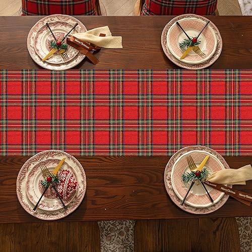 Softalker 13 X 70 INCH Christmas Checkered Tartan Table Runner thumb #2