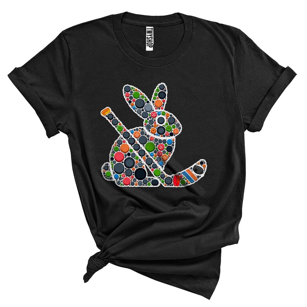 Easter Hockey Bunny Shape, Awesome Easter Day Bunny Hockey Player Team, Sport Playing Unisex T-Shirt Black