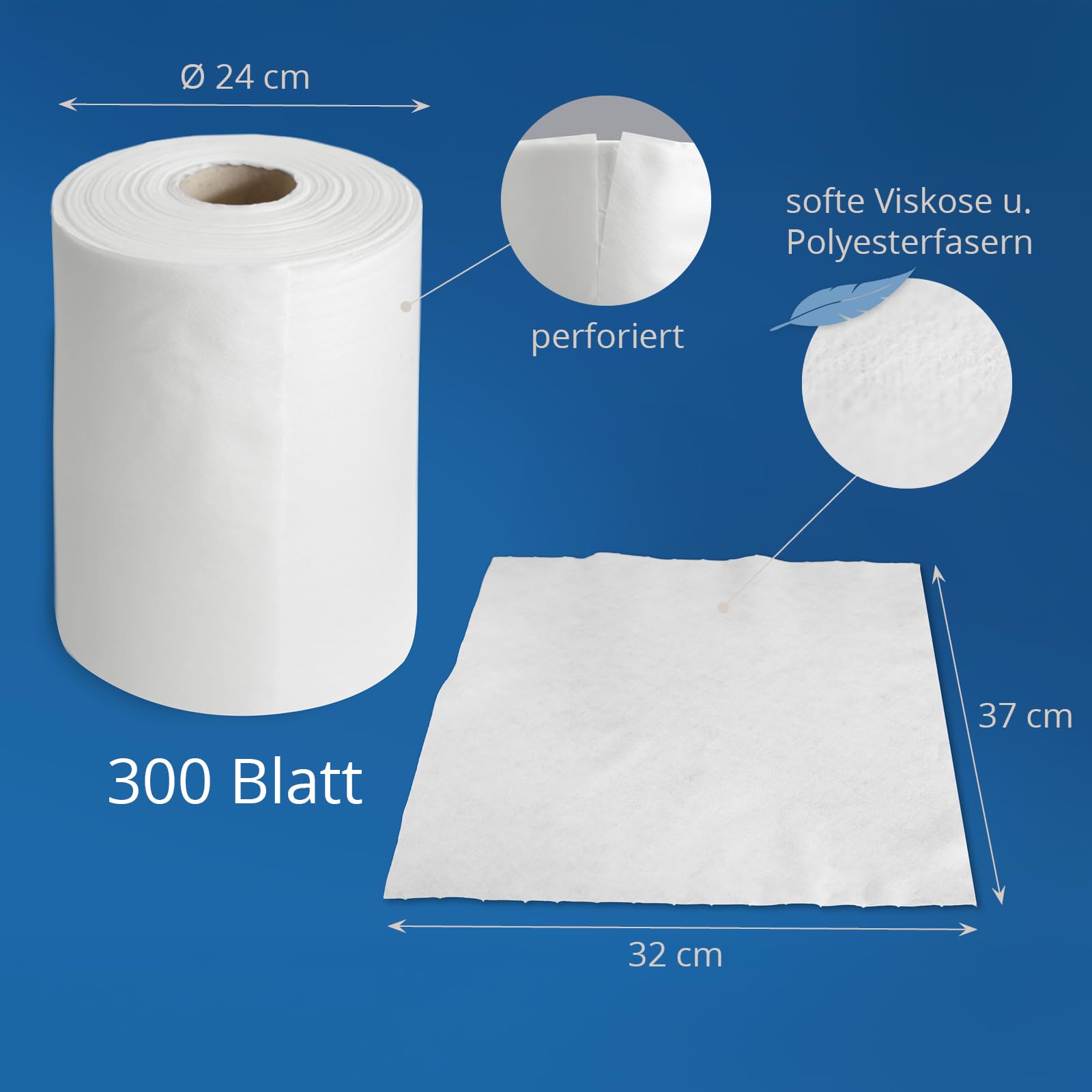 Hypafol Putztuchrolle Weiß 32 cm | 300 Blatt | Viskose-Polyester | Vielseitig, fusselfrei & wiederverwendbar | Profi Reinigungstuchrolle (Vliestuchrolle Weiß)