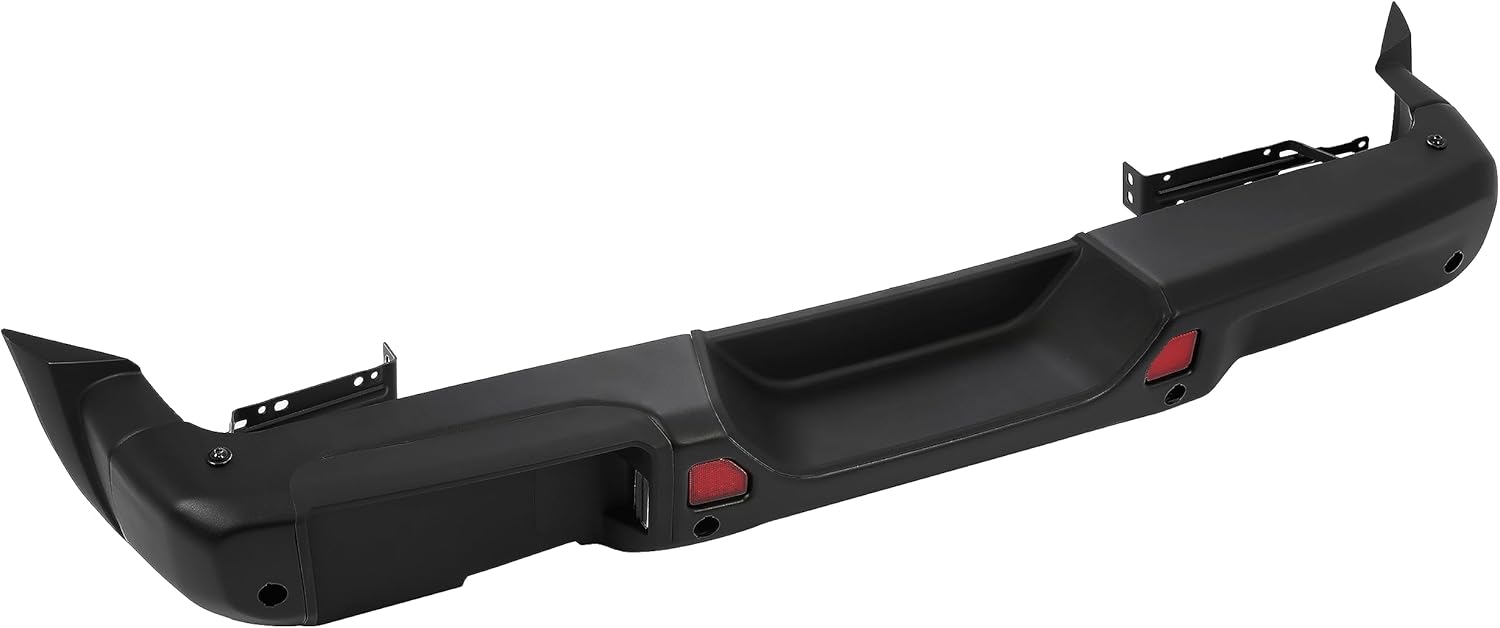 KUAFU Rear Bumper Compatible with 2018-2024 Jeep Wrangler JL W/Room for Spare Tire Placement W/Sensor Hole & Tow Hook Hole Diffuser Spoiler Board Powder Coated Black