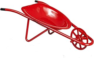 Dollhouse Red Single Wheel Wheelbarrow Miniature Garden Yard Accessory 1:12