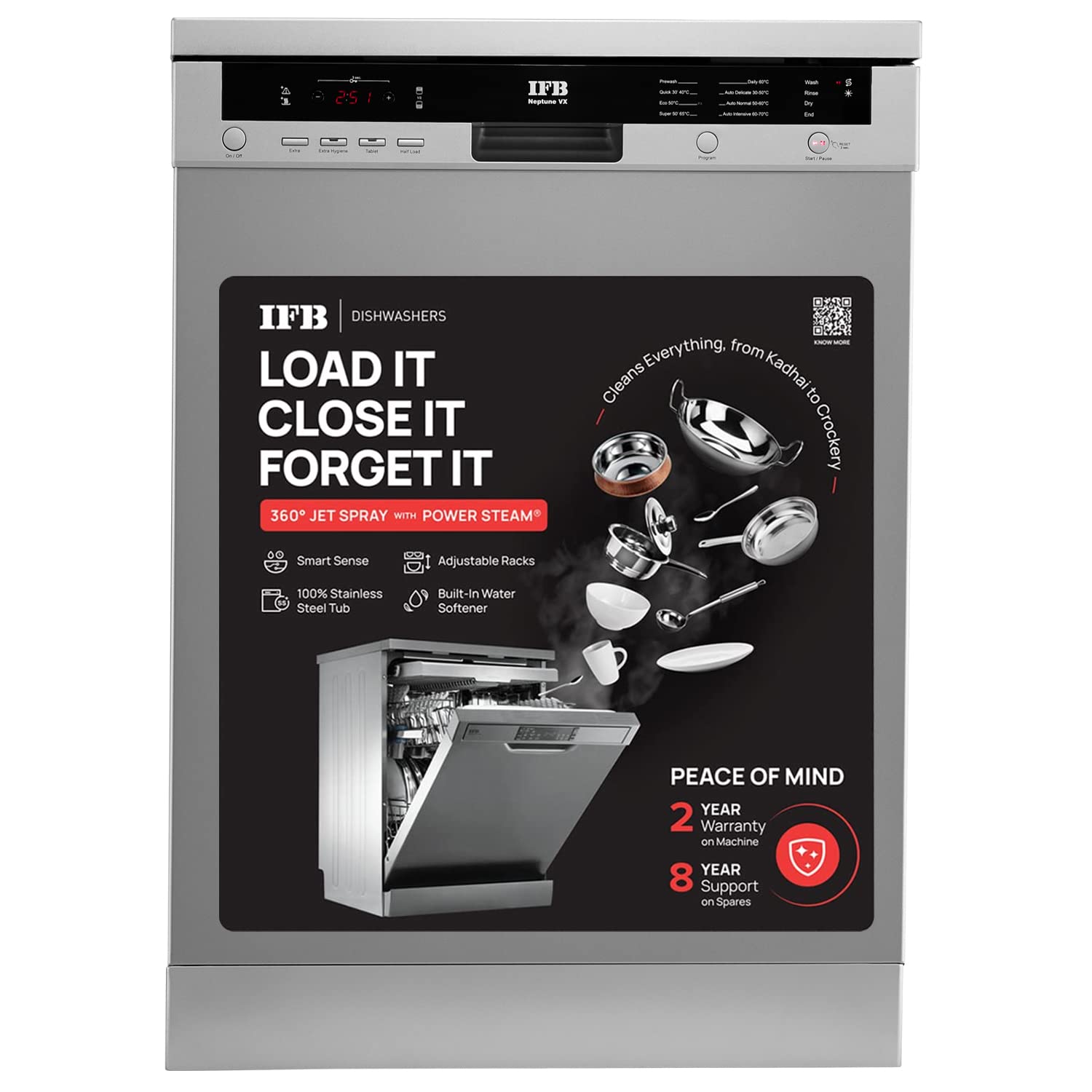 IFB 12 Place Settings Hot Water Wash Free Standing Dishwasher (Neptune