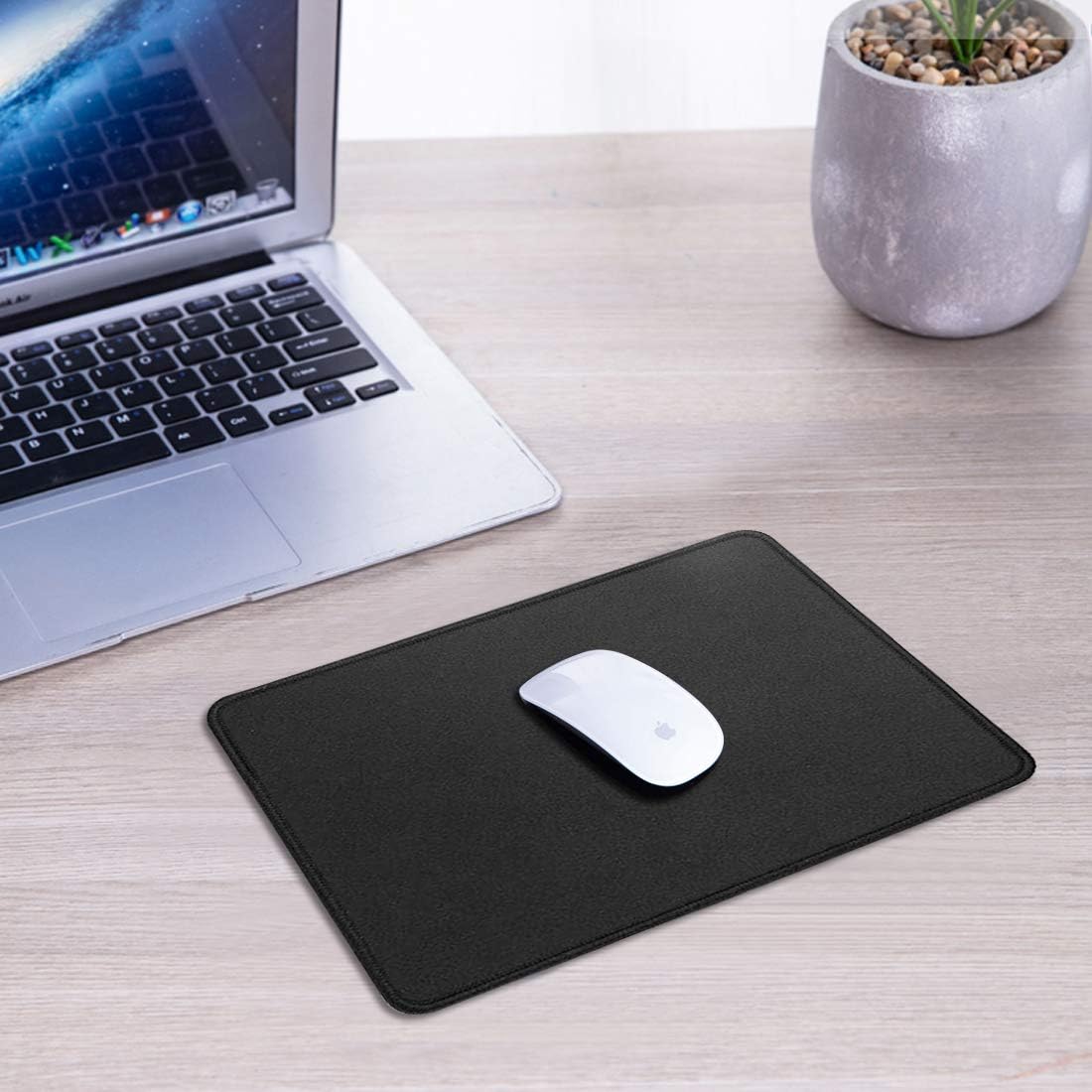 Computer Mouse Pad, 17 Pcs Black Extended Gaming Mouse Pad with Non-Slip Rubber Base, Textured with Stitched Edges : Office Products