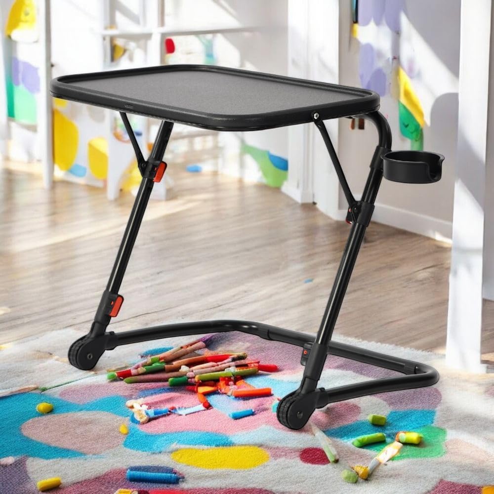 Homy Casa Foldable Kids' Desk with Adjustable Height and Tilt Top with Cup Holder for Studying, Drawing, and Homework in Bedrooms, Playrooms, or Homeschool Setups