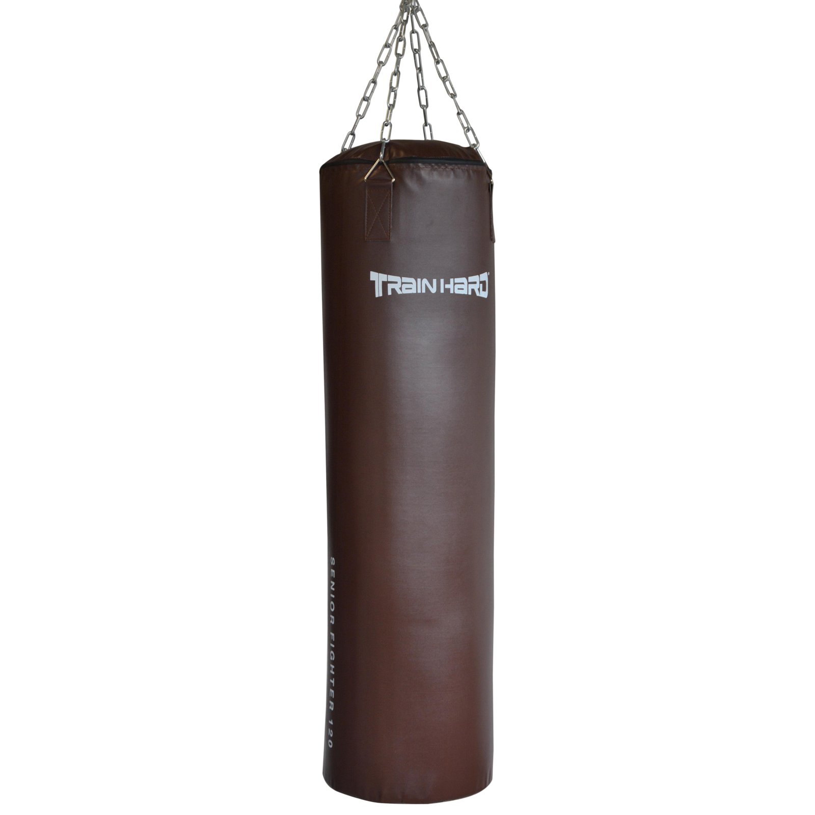 TrainHard worek bokserski, worek bokserski, worek na piasek, wypełniony łańcuchem stalowym Heavy Duty i krętlikiem obrotowym (120 cm / 34 kg/brązowy)