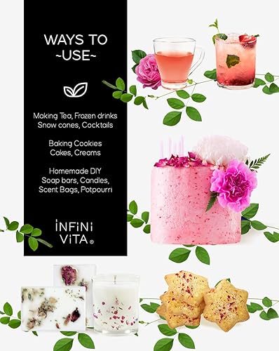 Miniatura 5 de Pétalos de rosa secos de 0.49oz (0.5 onzas)  Té de rosa roja comestible  Flores secas para decoración de pasteles, bebidas, velas y jabón (0.5 onzas)