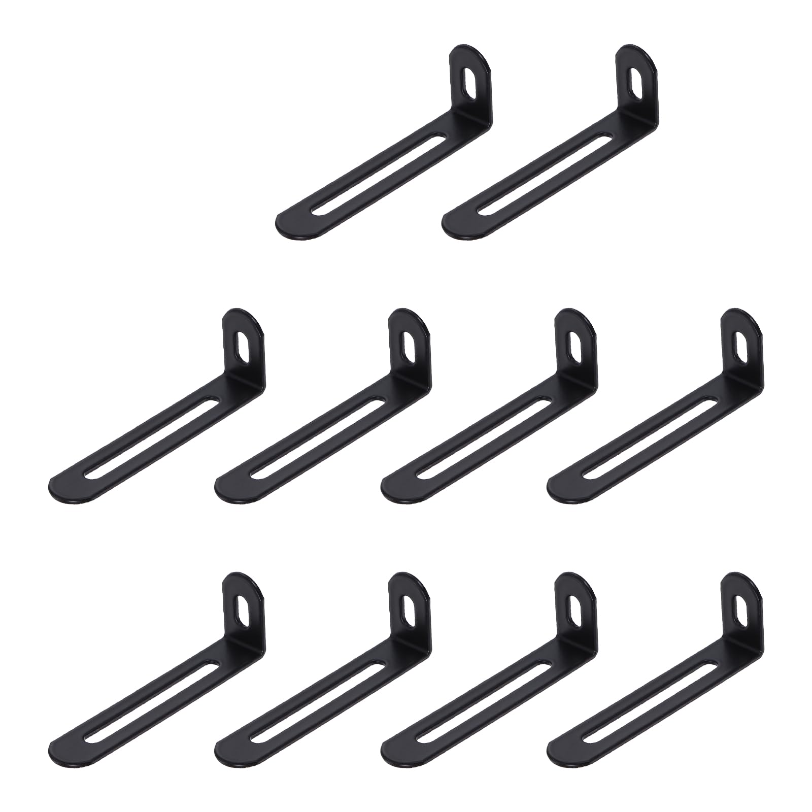 sourcing map 20Pcs Adjustable L-Shape Corner Brace, 24mm x 72.5mm x 15mm Metal Slotted 90 Degree Right Angle Corner Shelf Bracket Support Brace for Wooden Furniture Cabinet, Black