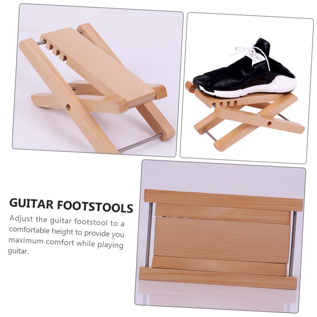 Poggiapiedi Regolabile a 4 Posizioni in Legno per Chitarra | Beige, Stabile e Leggero, Pieghevole per Uso All'aperto, Pedalino Supporto Piedi