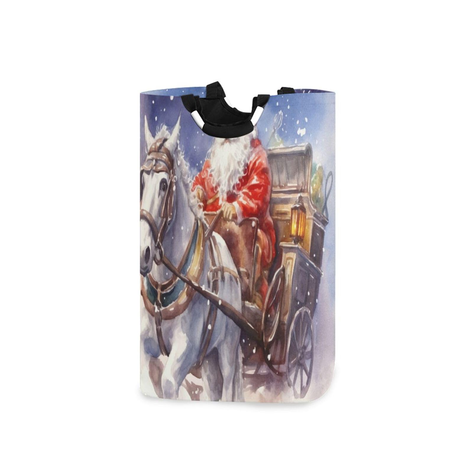 Jihqo Laundry Hamper Basket Christmas Santa Claus Collapsible Nursery Storage Bin Waterproof Clothing Baskets for Home Bedroom Bathroom Washing Room