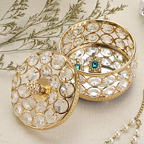 Boîte à bijoux en cristal dorée taille moyenne avec couvercle Sumtree - 3