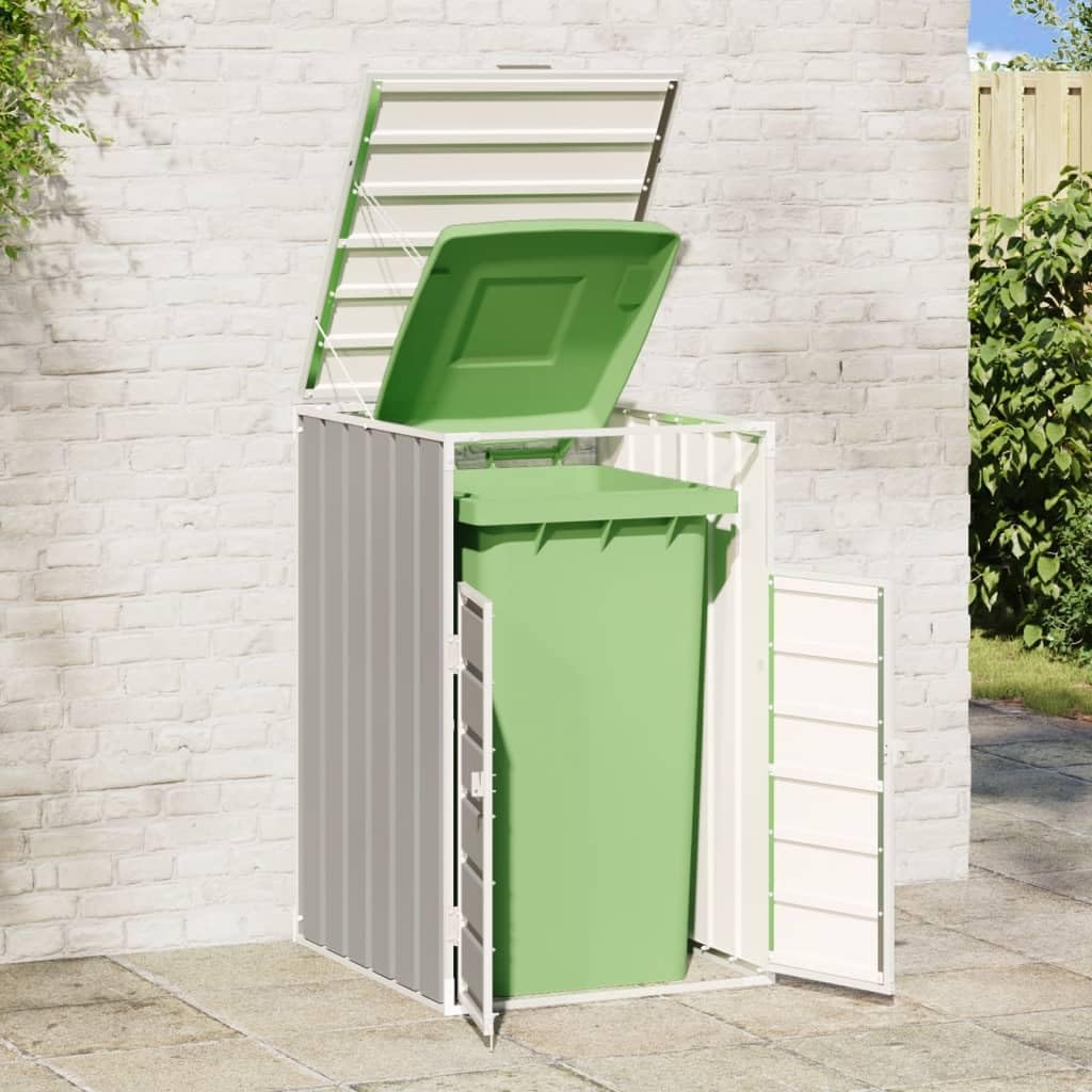 Single Wheelie Bin Shed, Wheelie Bin Storage for Single Bin, Steel Outdoor Trash Can Storage Garbage Bin Storage Shed, Gray 28.3"x31.9"x45.3" Steel,-623