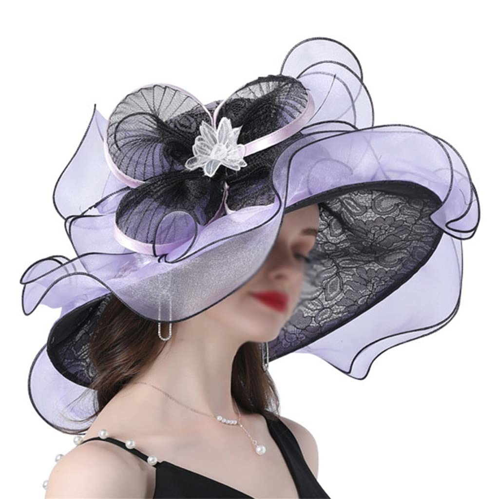 Cappello da Donna con Cornice Estiva in Pizzo Riccio Casual Cappello Parasole per Appuntamenti con Temperamento per Feste