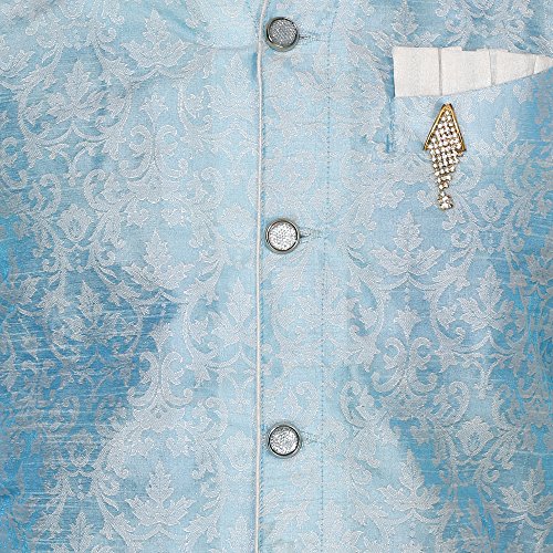 Image of Royal Kurta Men's Jacquard Silk Floral Print Indowestern Sherwani