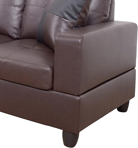 Miniatura 16 de Ponliving Furniture - Sofá seccional moderno de cuero en forma de L, para mano izquierda (rojo) Rojo