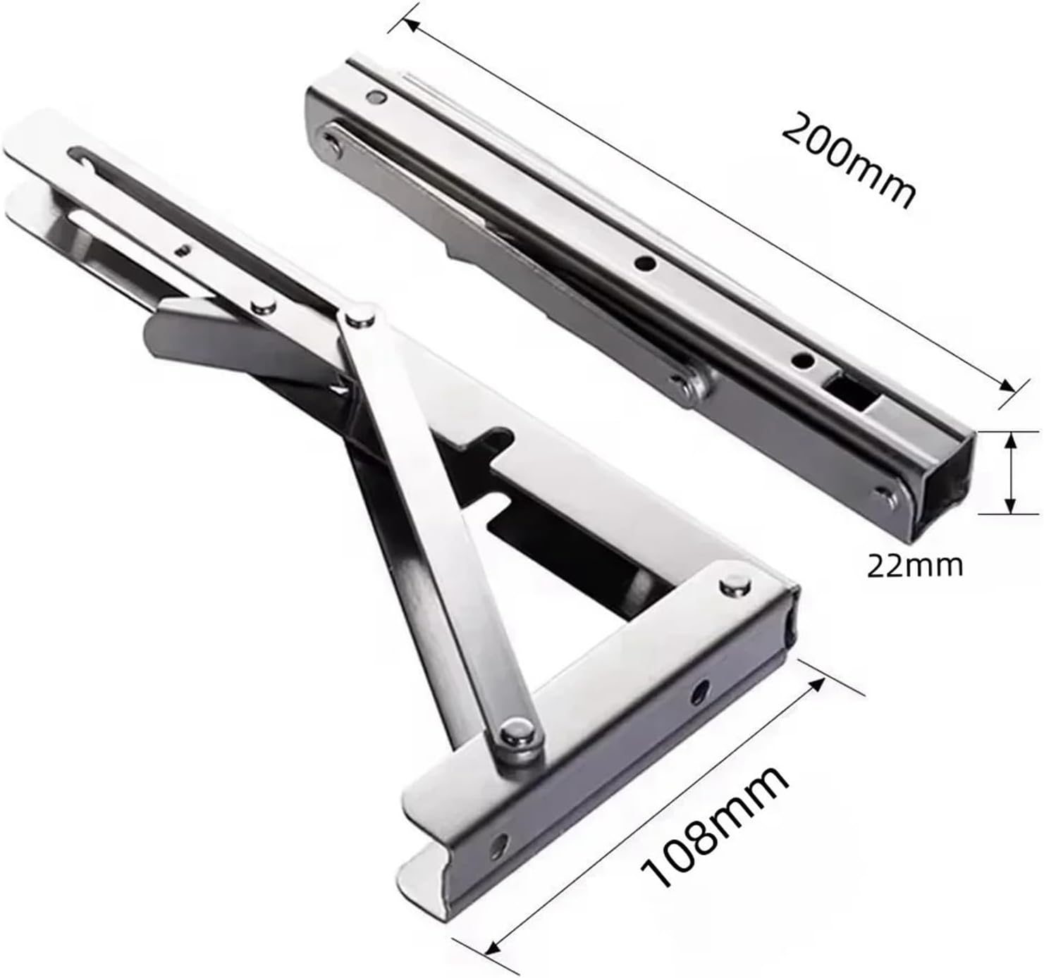 Bracket， Triangle Folding Angle Shelf Bracket Stainless Steel Collapsible For Table Bench Wall Mounted,in parts(2pcs stainless 8inch)