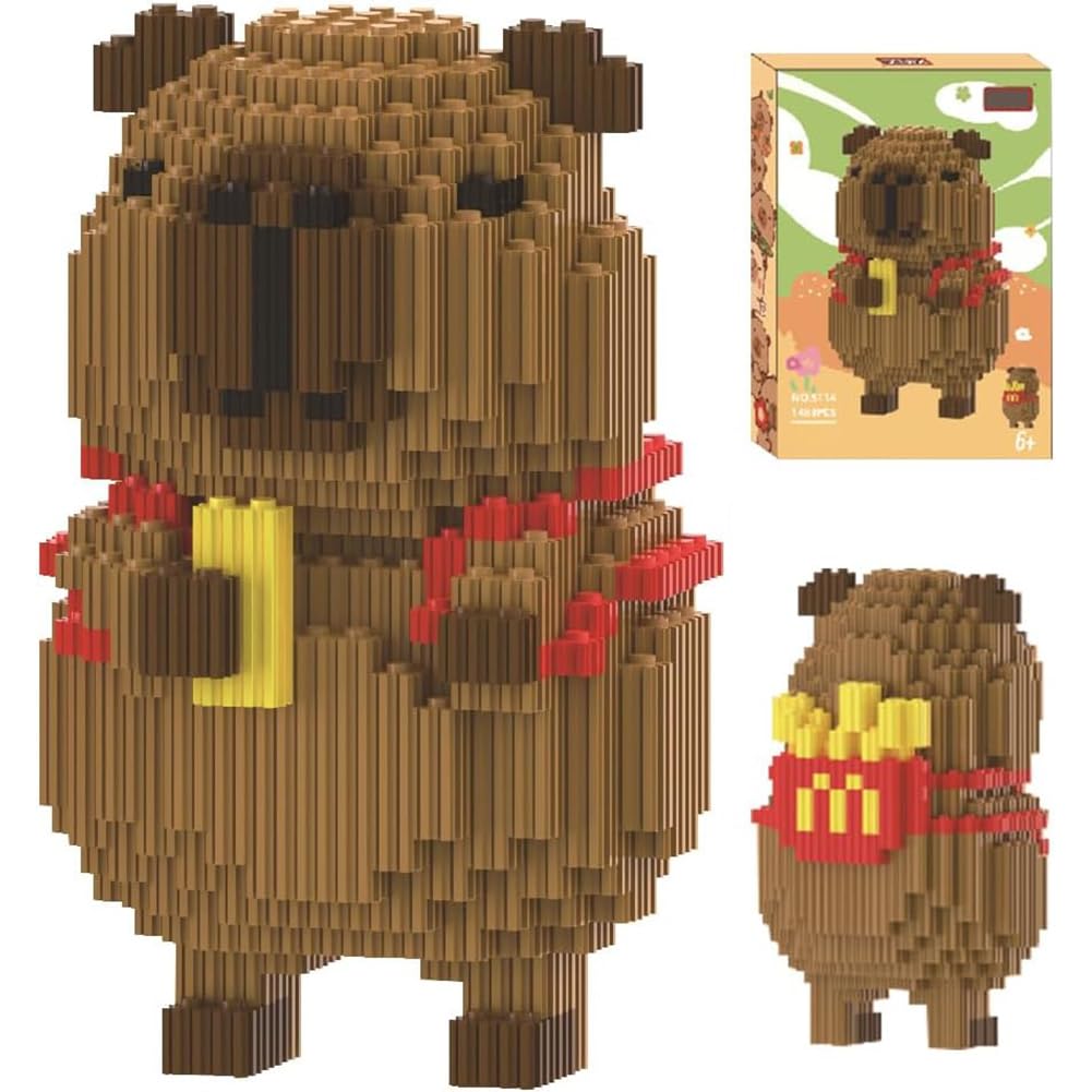 GVMJHYK Capybar Construction Blocks,Capybar Building Block Set,3D Brick Toys Construction Buildings Bricks Gift For Birthday,Cute Animals Toys, Gift For Adults,14+ (brown3)
