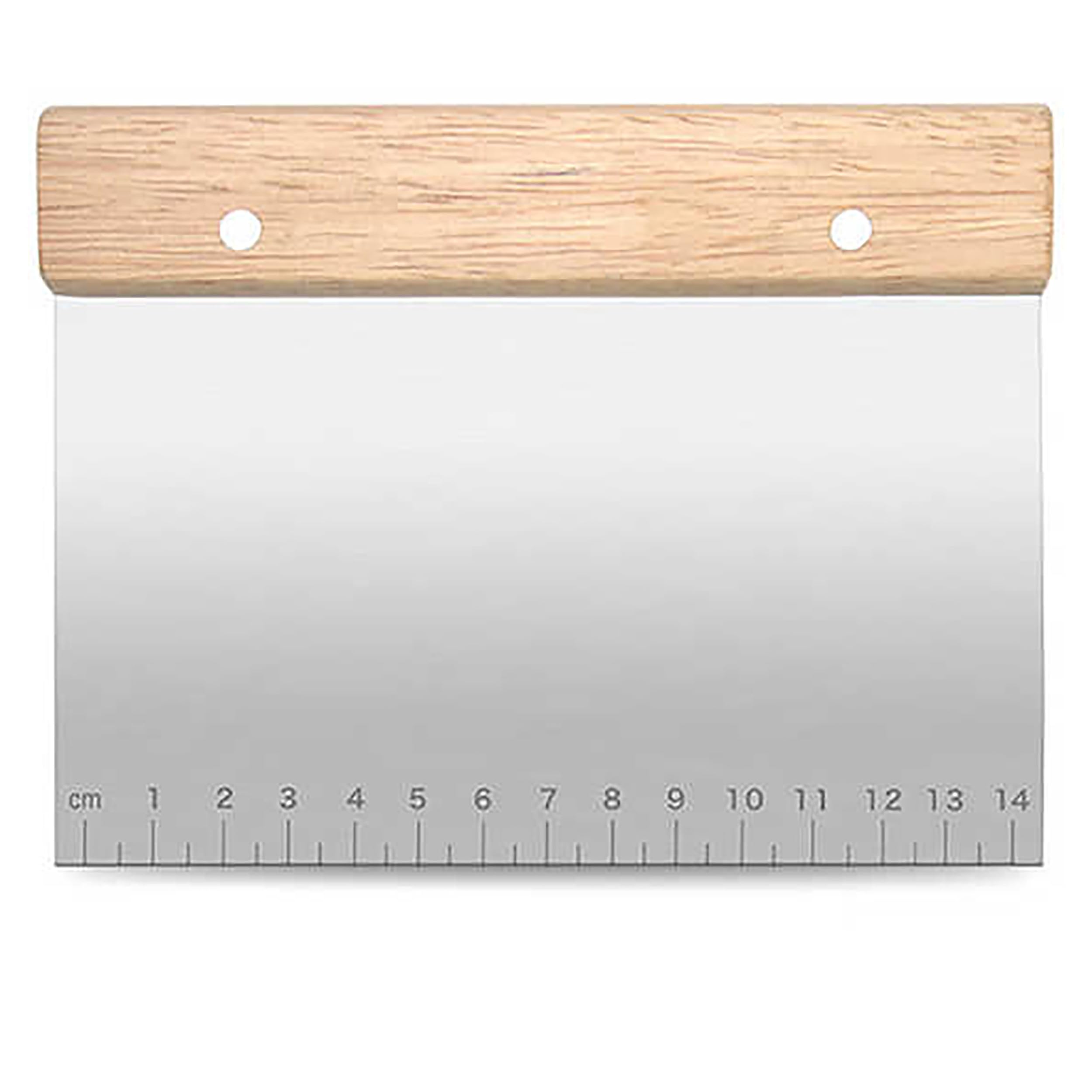 Promosyonca Metal Hamur Kazıyıcı, 14 cm Ölçekli, Ahşap Saplı, Paslanmaz Çelik