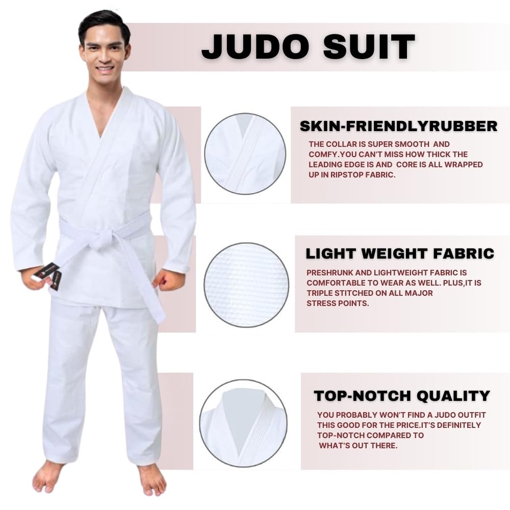 Kimono judo - Tuta da Judo Professionale 100% Cotone Ultra Leggera per Uomini/Donne, GI Judo BJJ, Arti Marziali, kimono Karate,MMA,Jujitsu, Resistente/Comodo per Allenamento/Competizione