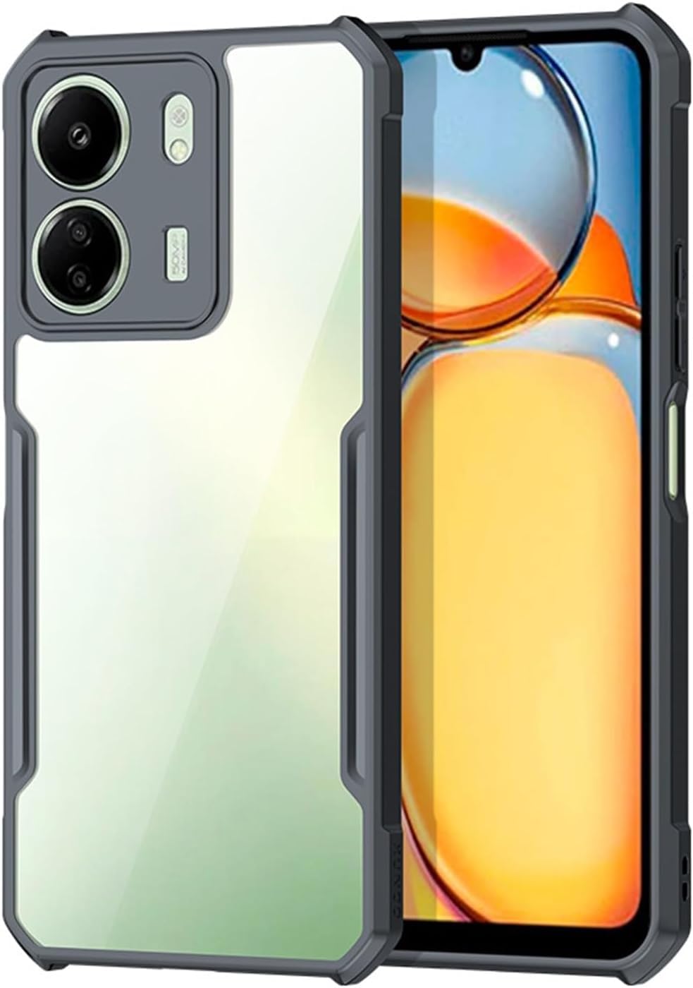 SCAUA Case Compatible with Redmi 13C/Xiaomi Poco C65, [Droproof] [Sweat-Proof] [Fingerprint-Proof] Shockproof Protective Phone Case Fits Redmi 13C/Xiaomi Poco C65 (Black)