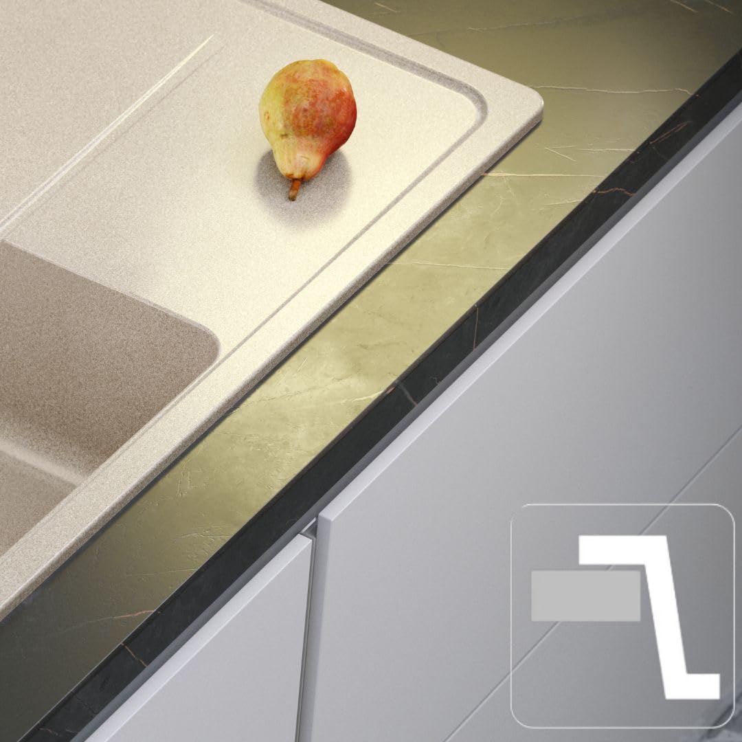 QUADRON NEAL 121 Fregadero de granito para cocina, tamaño: 116 x 50 x 20,5 cm, color: beige, fregadero de cocina de un seno, fregadero de cocina de dos senos, fregadero de dos cámaras con sifón manual