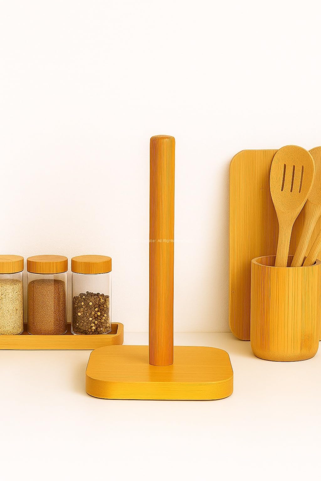 Busstier Bambu Kağıt Havluluk Doğal Ahşap Mutfak Tezgahı İçin Dikey Kağıt Havlu Standı Modern Şık Tasarım Dayanıklı Kolay Temizlenir Kaymaz Tabanlı Pratik Kağıt Havlu Tutucu Organizer (Kare)