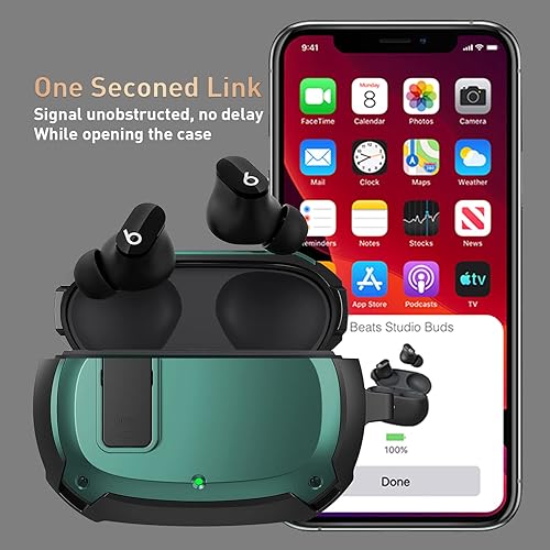 Miniatura 5 de OTOPO Funda compatible con Beats Studio Buds con cerradura, (LED frontal visible), funda protectora de cuerpo completo para nuevos auriculares