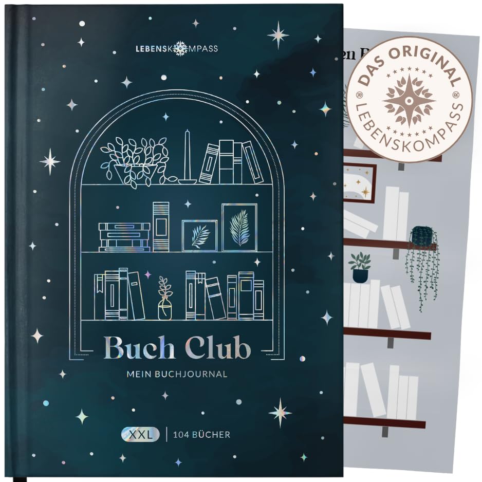 Lebenskompass Buchclub XXL - Das Lesetagebuch & Book Journal 'SAPHIR' - Hardcover DIN A5 Tagebuch für Erwachsene - Book Club Reading Bullet Journal Tracker - Booktok