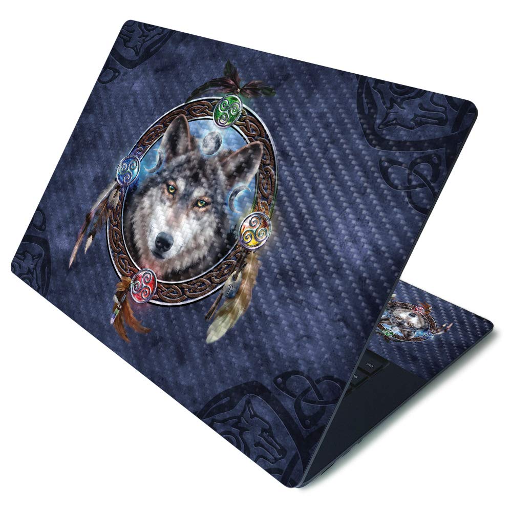 MightySkins Carbon Fiber Skin for Microsoft Surface Laptop 3 15" - Wolf Dreamcatcher | Protective, Durable Textured Carbon Fiber Finish | Easy to Apply, Remove, and Change Styles | Made in The USA