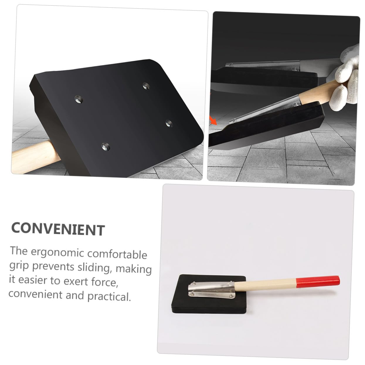 Gummihammer mit Holzgriff, Ergonomisch, Rund, Schwarz