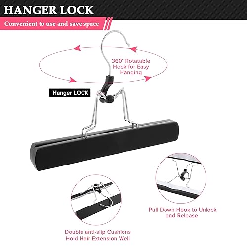 Miniatura 10 de VARIPOWDER 10 bolsas para colgar extensiones de cabello con colgador de madera a prueba de polvo para pelucas, bolsa de almacenamiento portátil para