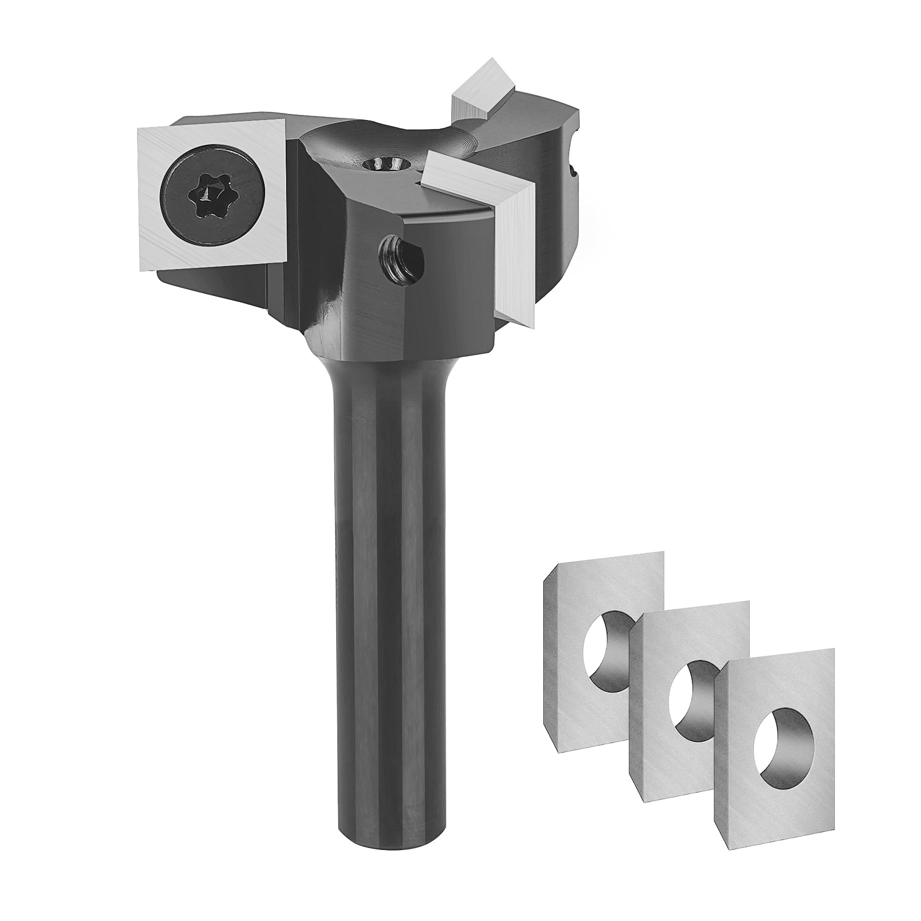 SpeTool Fraise plate tige de 35 mm de diamètre, précise avec 3 lames interchangeables en carbure (10,5 x 10,5 x 2,2 mm), 3 cannelures CNC