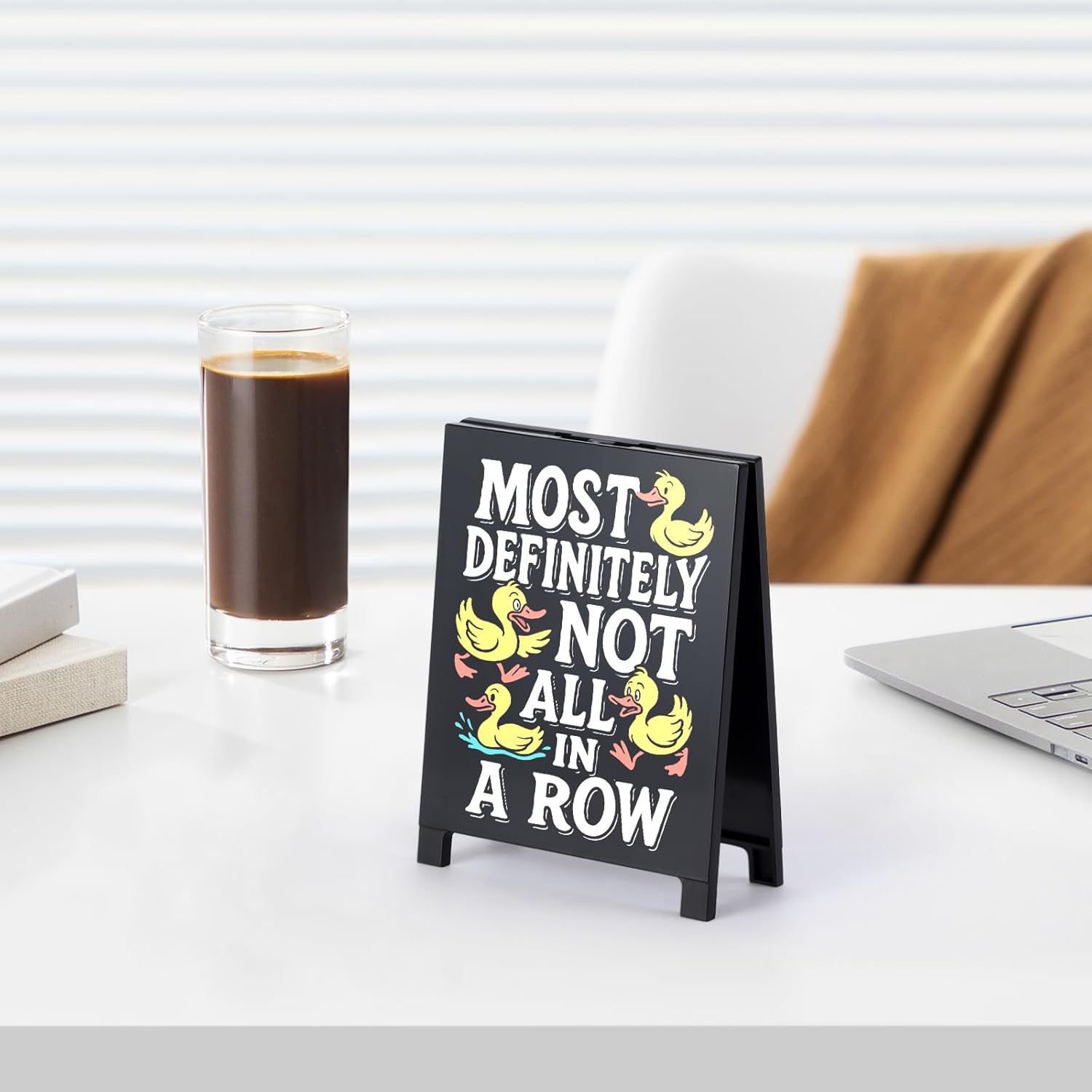 Funny Office Decor Coworker Gifts Satirical Desk Decor Funny Desk Signs Team Gifts for Employees Boss Sarcastic Office Decorations Supplies Most Definitely Not All In A Row White Elephant Gift - Image 4