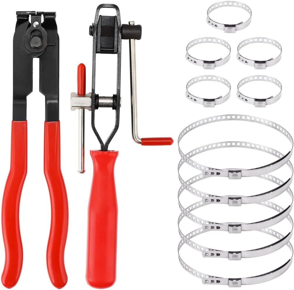 12-Piece Auto Cv Boot Clamp Tool Kit, 10 Clamps With 2 Pliers For Cv Boot & Joint Banding