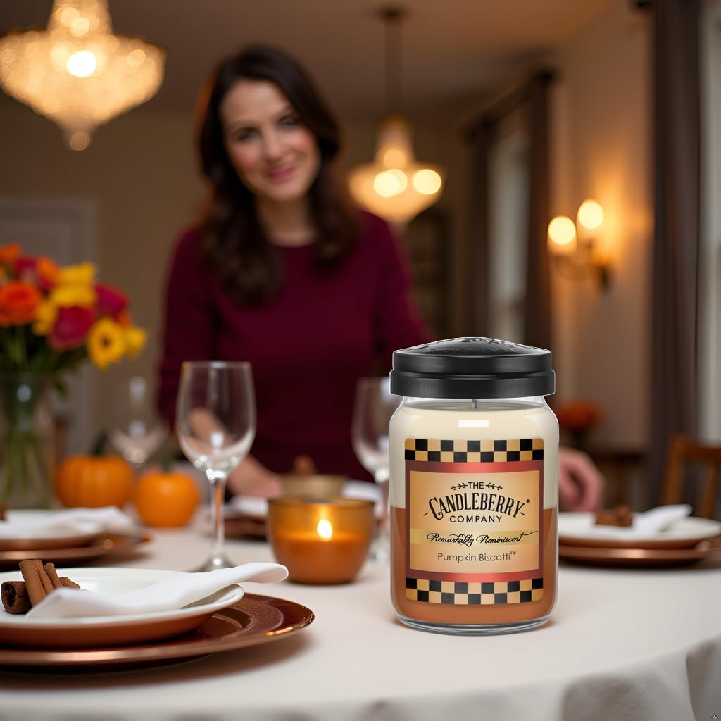 Candleberry Candles | Strong Fragrances for Home | Hand Poured in The USA | Highly Scented & Long Lasting | Large Jar | Autumn Scented Collection (Pumpkin Biscotti)