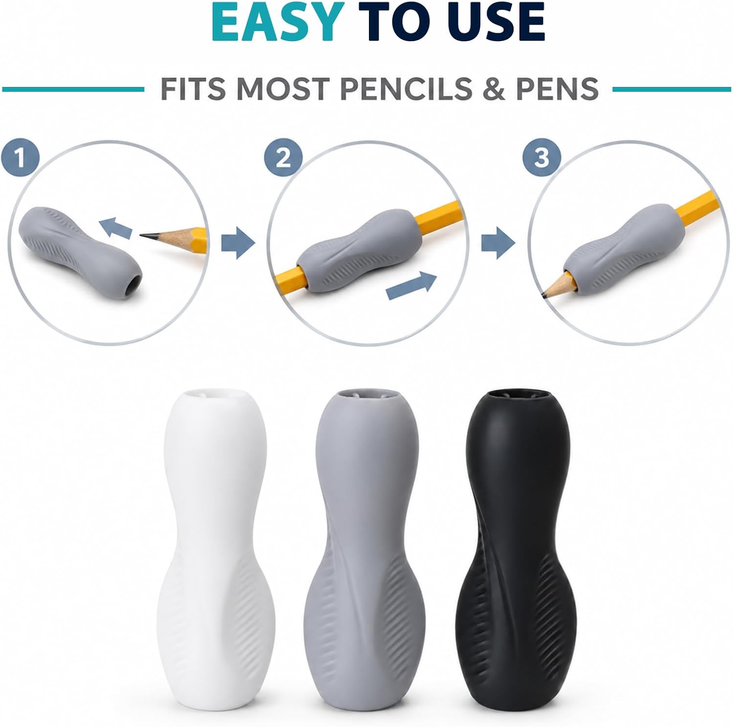 6 Pack Pencil Grips, Ergonomic Silicone Triangular Pencil Holder