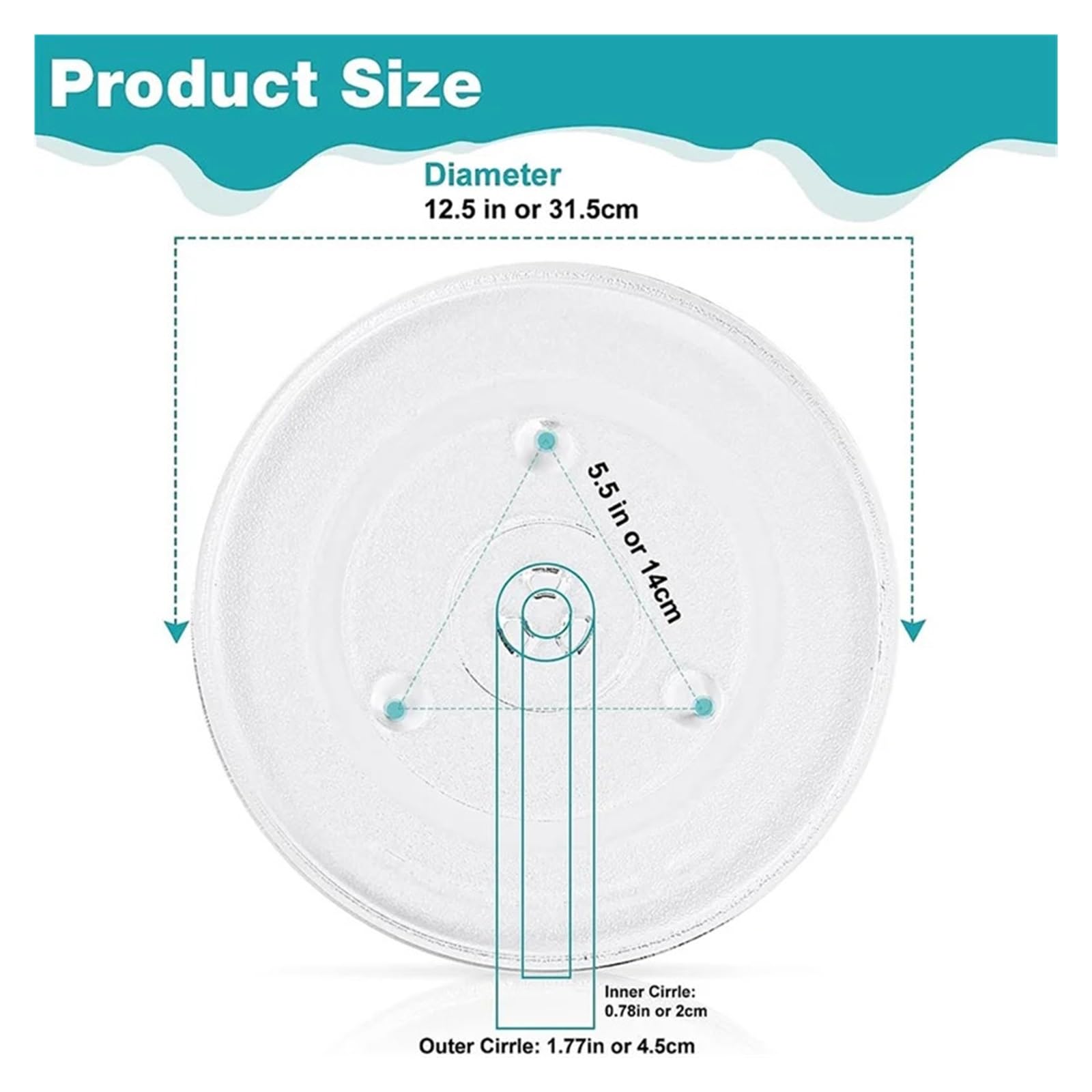 Plato Giratorio For Microondas, Placa De Vidrio, Accesorios De Bandeja De Vidrio De Repuesto Con Parte Inferior En Y De 12,5 Pulgadas For Horno Microondas