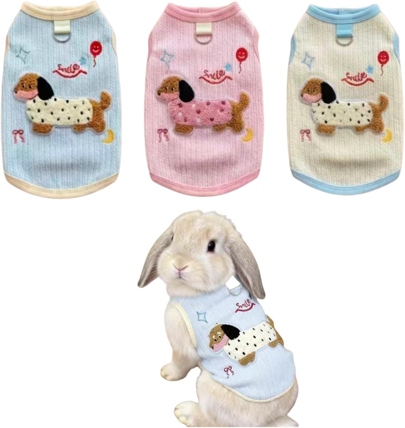 3PCS Rabbit Clothes Summer Kitten Shirts Puppy with Cute Patterns, Small Pet T-Shirts for Chinchilla Chihuahua Kitty Bunny Ferret Guinea Pig (XX-Large)