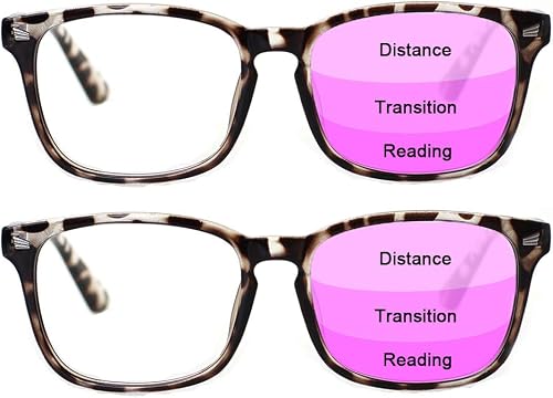 JOSCHOO 2 Pack Progressive Multifocus Computer Reading Glasses Anti Blue Light R