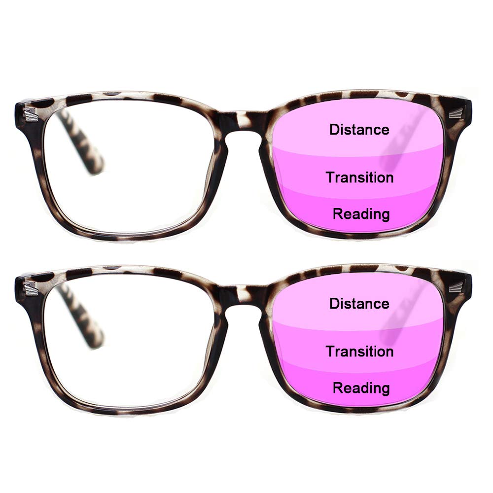 JOSCHOO 2 Pack Progressive Multifocus Computer Reading Glasses Anti Blue Light Readers for Women (2 Tortoise, 3.00)
