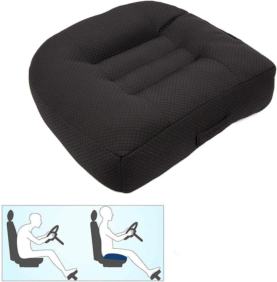 Nine River Car Booster Seat Cushion Raise The Height for Short People Driving Hip (Tailbone) and Lower Cack Fatigue Relief Suitable for Trucks, Cars, SUVs, Office Chairs, Wheelchairs (Pure Black)